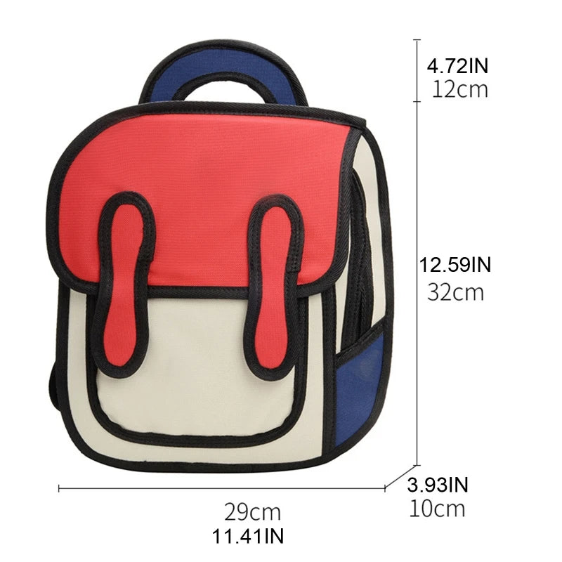 2D Comic School Bag Satchel for Kids Gift