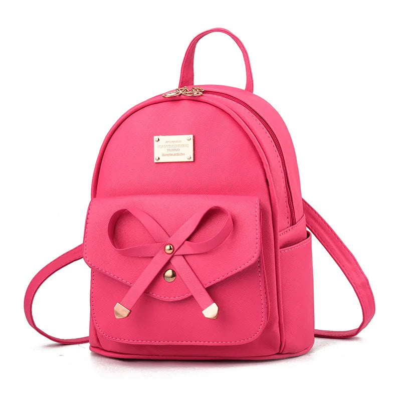 College Wind PU Leather Student Backpack Women