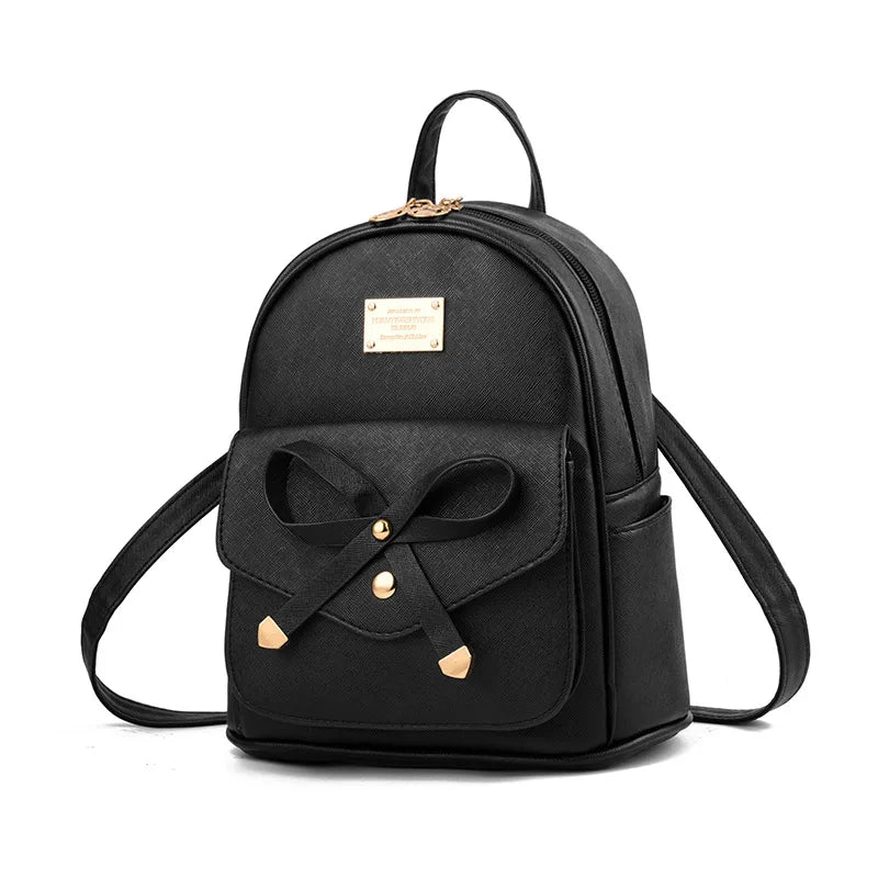 College Wind PU Leather Student Backpack Women