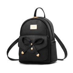 College Wind PU Leather Student Backpack Women