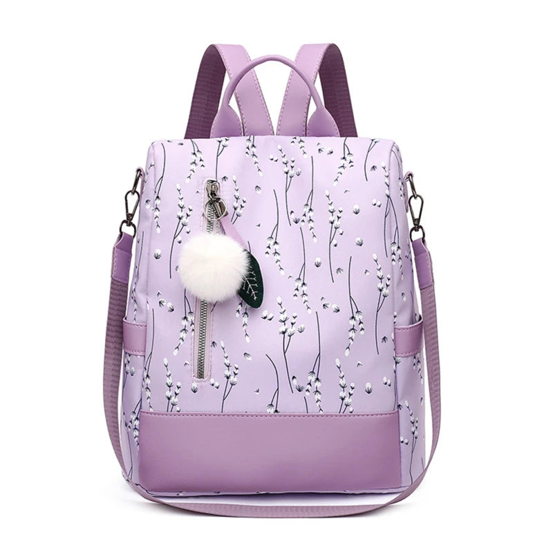 Flower Print School Bag Women Backpack