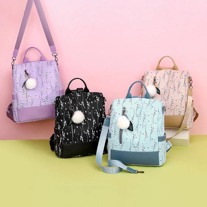 Flower Print Women's School Backpack Casual Bag