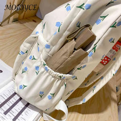 Floral Prints Backpack Large Capacity Teen Shoulder Bag for Travel