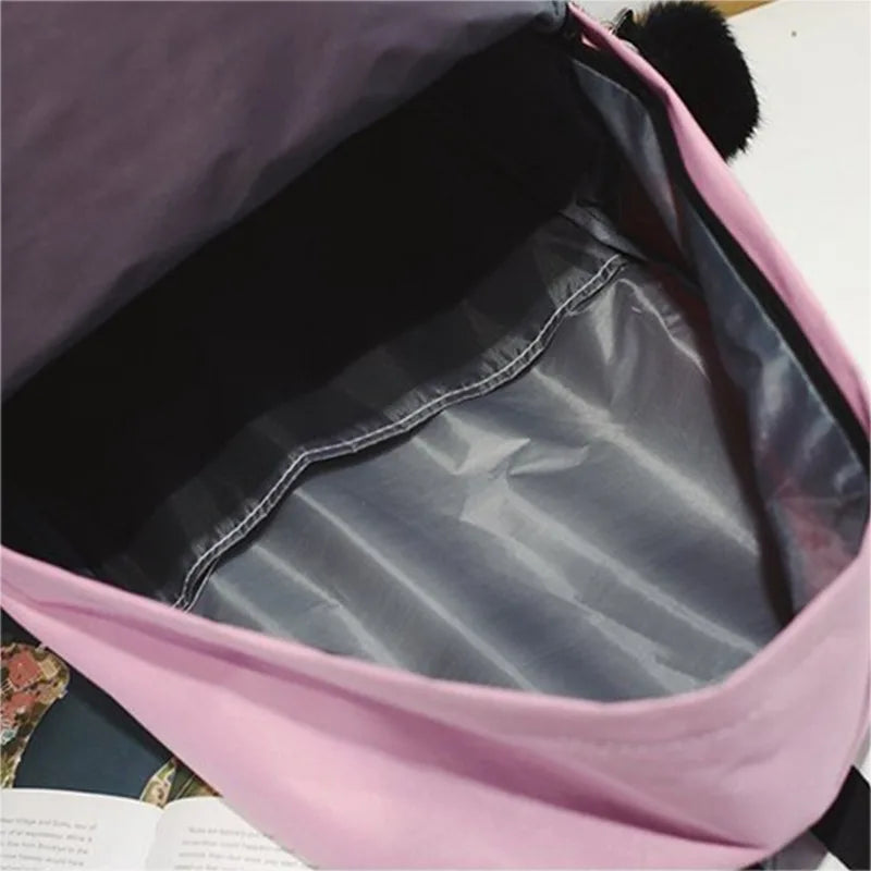 Pink Canvas Schoolbag Small Backpack Girl Women Men