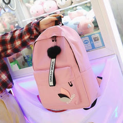 Pink Canvas Schoolbag Small Backpack Girl Women Men