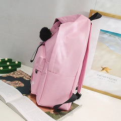 Pink Canvas Schoolbag Small Backpack Girl Women Men
