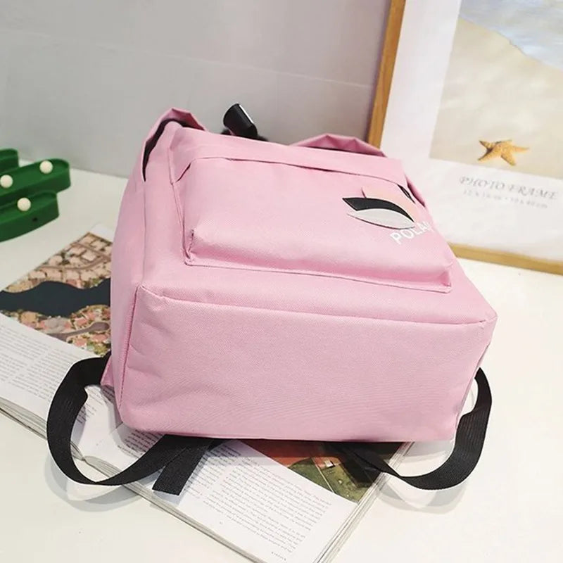 Pink Canvas Schoolbag Small Backpack Girl Women Men