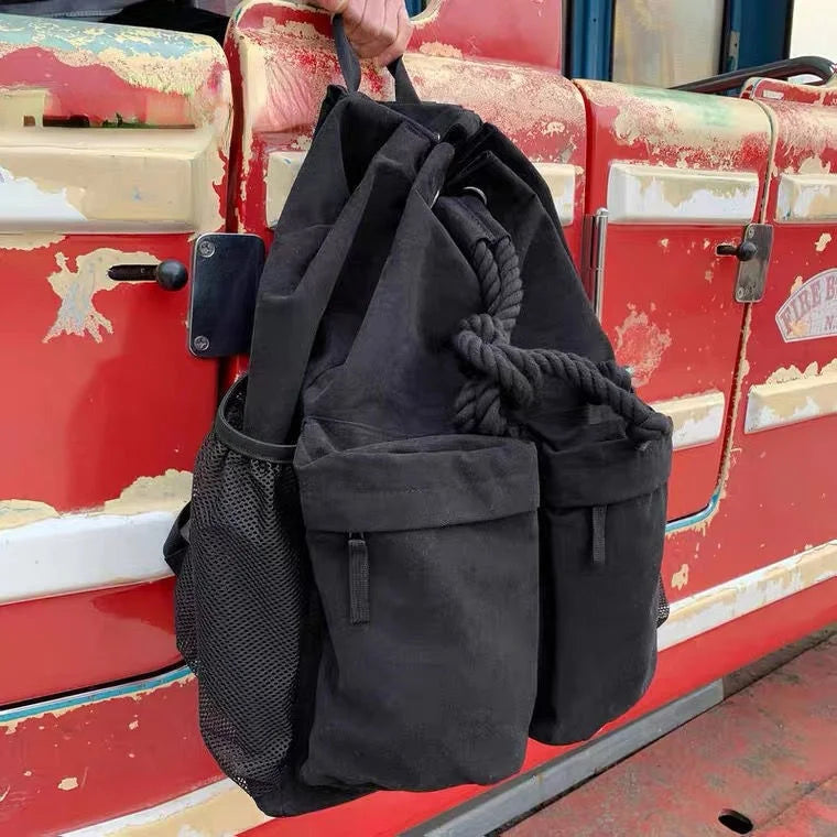 Canvas Unisex Solid Softback Backpack High-Capacity Preppy Style