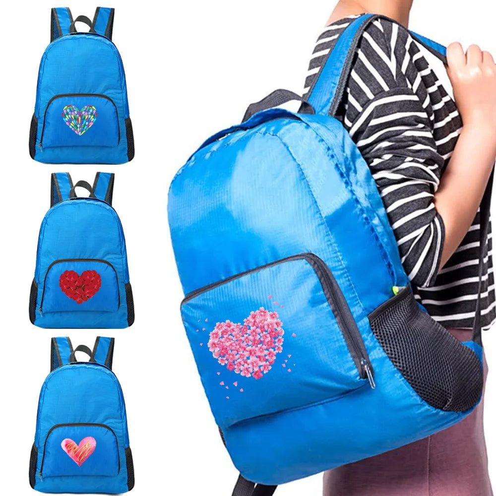 Ultralight Foldable Daypack Love Print Backpack