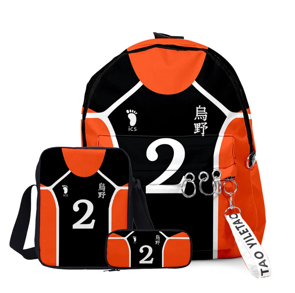 Haikyuu Anime Backpack Set 3 Pcs Boys Girls School Bag Unisex Men Women