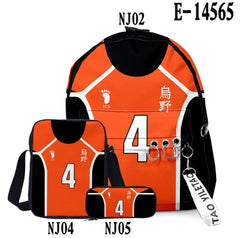 Haikyuu Anime Backpack Set 3 Pcs Boys Girls School Bag Unisex Men Women