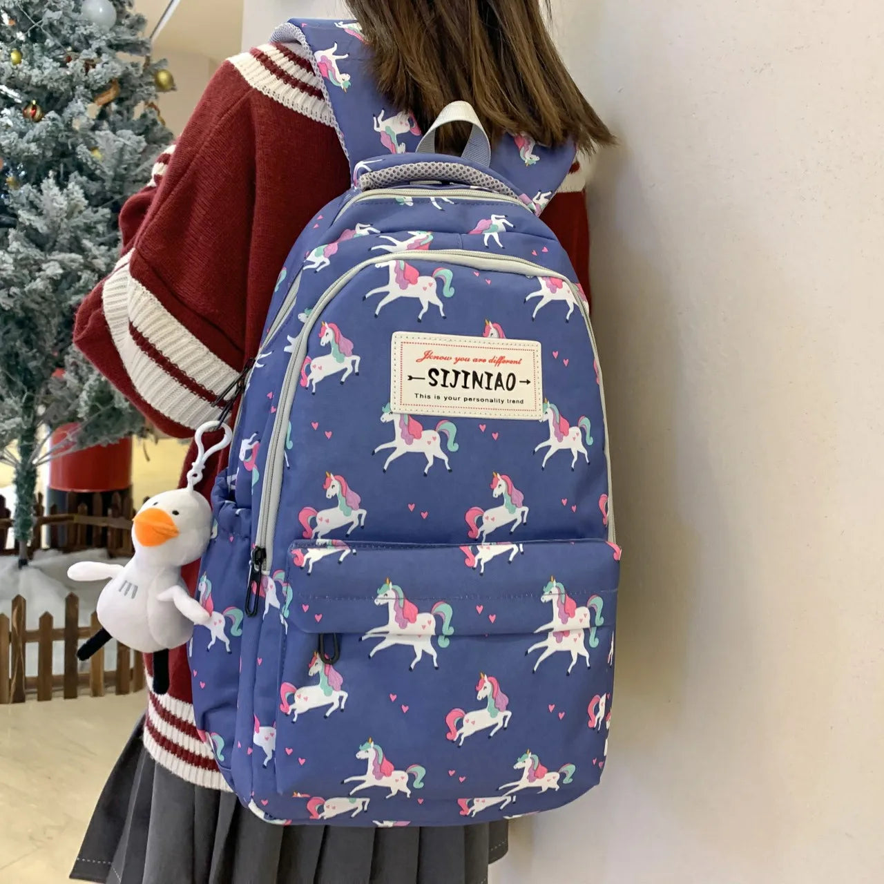 Backpack Teenage Girl Unicorn High Waterproof Nylon Women School Bag