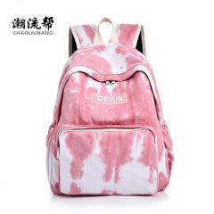 Tie-Dye Canvas Backpack for Women School Girls Travel