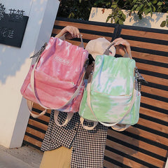 Tie-Dye Canvas Backpack for Women School Girls Travel