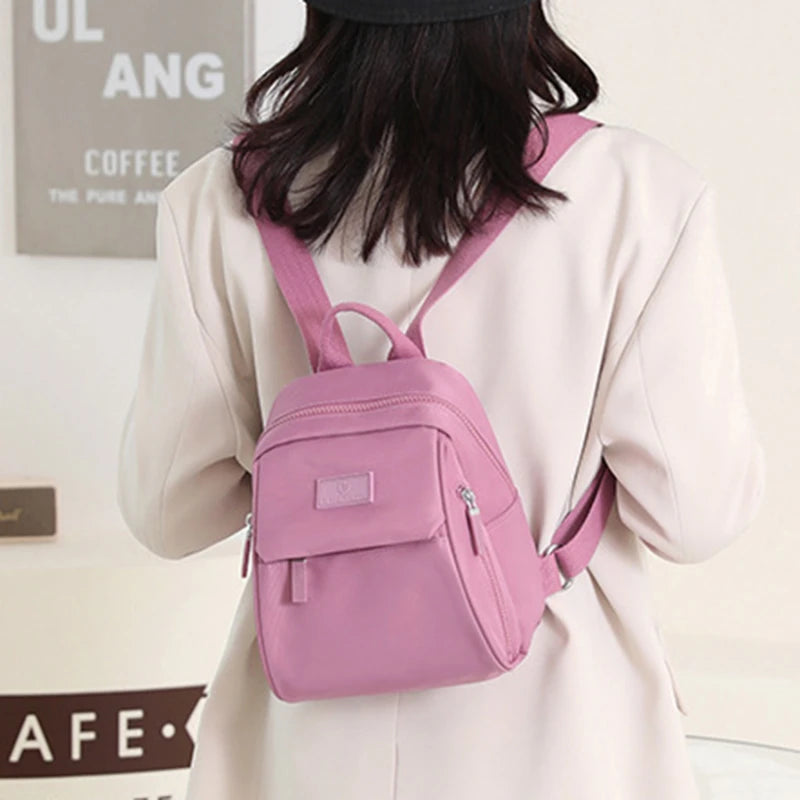Women's Mini Backpack Waterproof Nylon Small Shopping Backpack