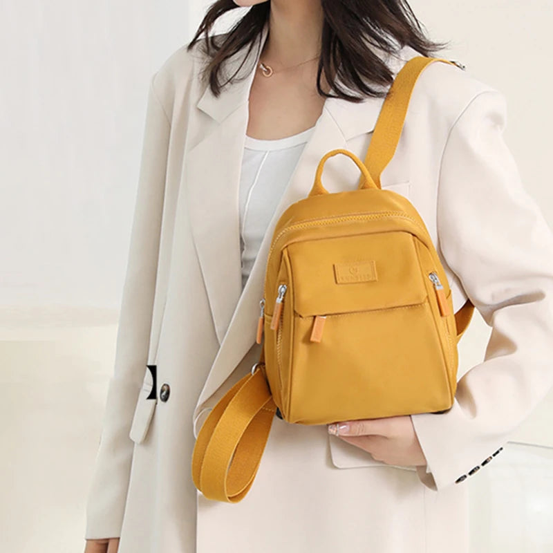 Waterproof Mini Backpack for Women - Small Nylon Shopping Backpack