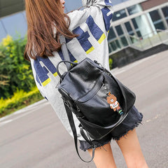 Multifunction Female Backpack Girls Schoolbag Travel Backpack Leather