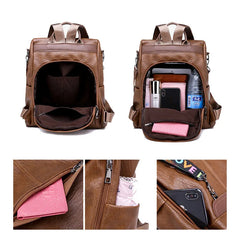 Multifunction Female Backpack Girls Schoolbag Travel Backpack Leather