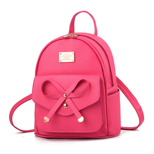 Women College Style Mini Backpack PU Leather School Bag