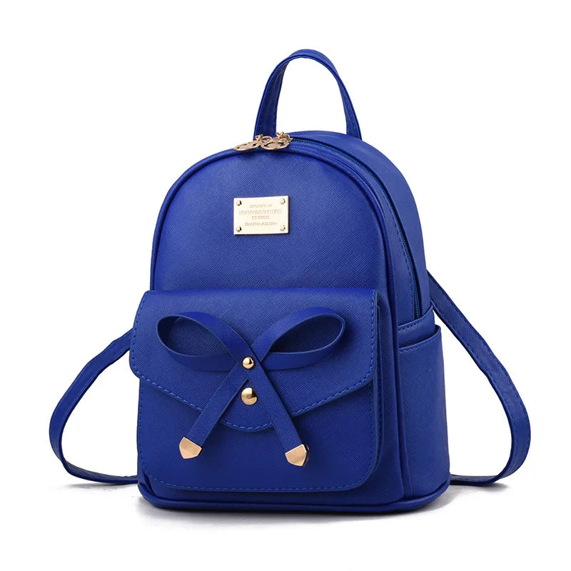 Women College Style Mini Backpack PU Leather School Bag