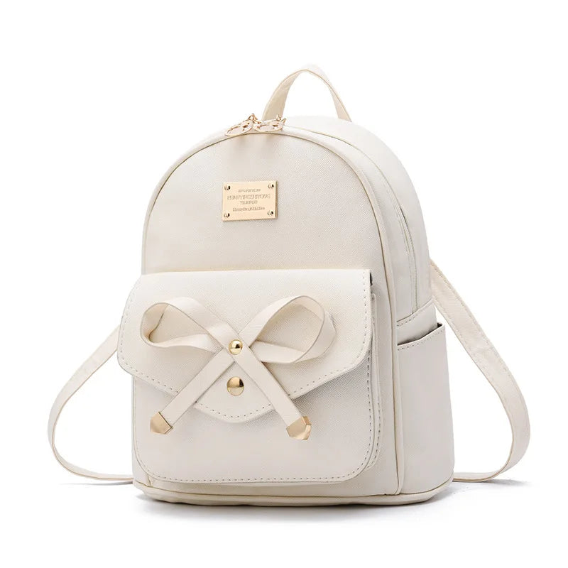 Women College Style Mini Backpack PU Leather School Bag