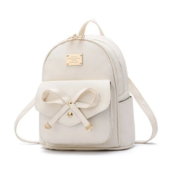 Women College Style Mini Backpack PU Leather School Bag