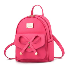 Women College Style Mini Backpack PU Leather School Bag