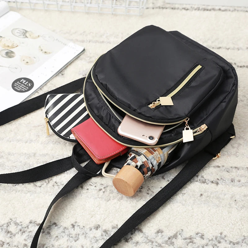 Women Leisure Backpack Ladies Knapsack Casual Nylon Travel Bag
