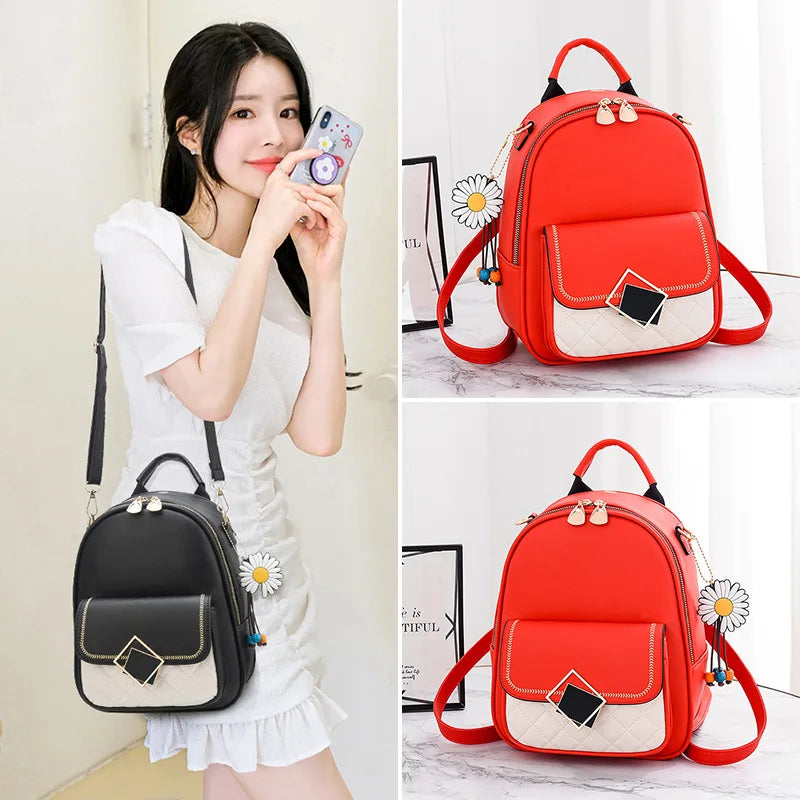 Small PU Leather Girl's School Backpack