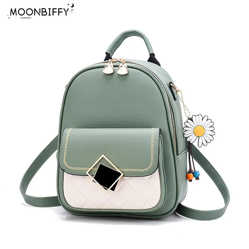 Small PU Leather Girl's School Backpack
