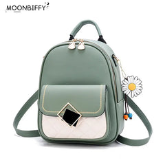 Small PU Leather Girl's School Backpack