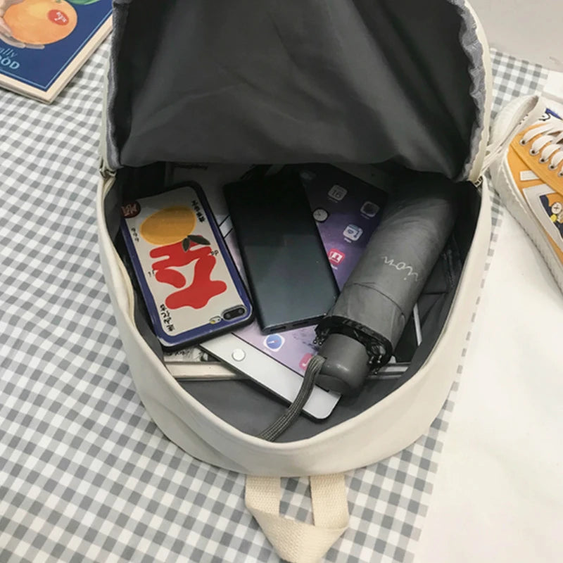 Nylon Solid Big Capacity School Bag Backpack Women