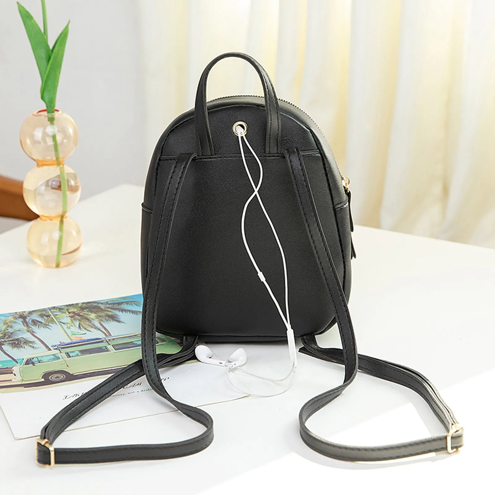 Pu Leather Shoulder Bag For Teenage Girls Multi-function Small Bagpack