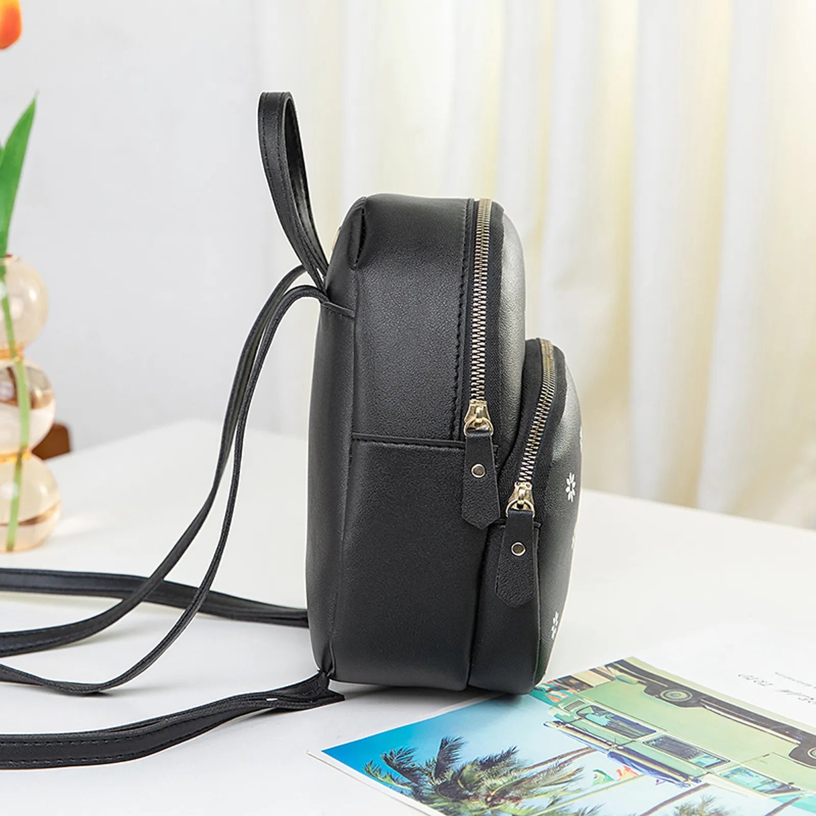Pu Leather Shoulder Bag For Teenage Girls Multi-function Small Bagpack
