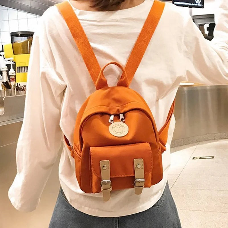Small Teenage School Bag Double Zipper Female Backpack