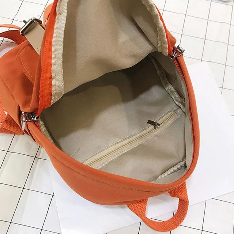 Small Teenage School Bag Double Zipper Female Backpack