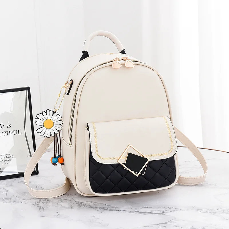 Small PU Leather Backpack for Women Casual Student Mochilas