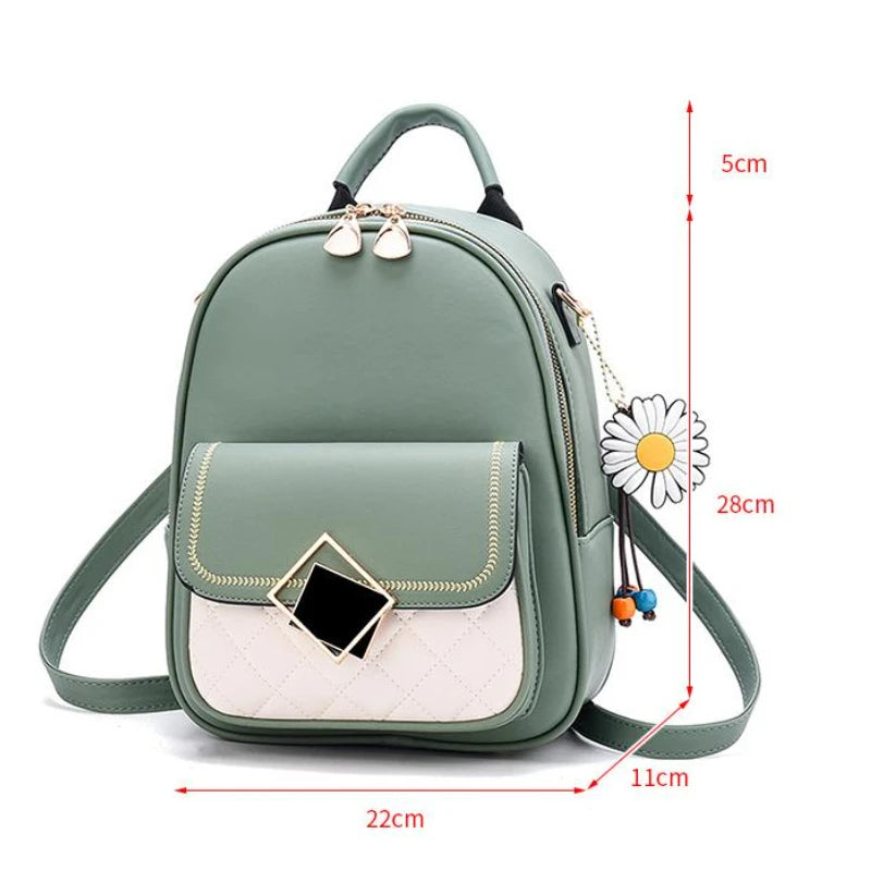 Small PU Leather Backpack for Women Casual Student Mochilas