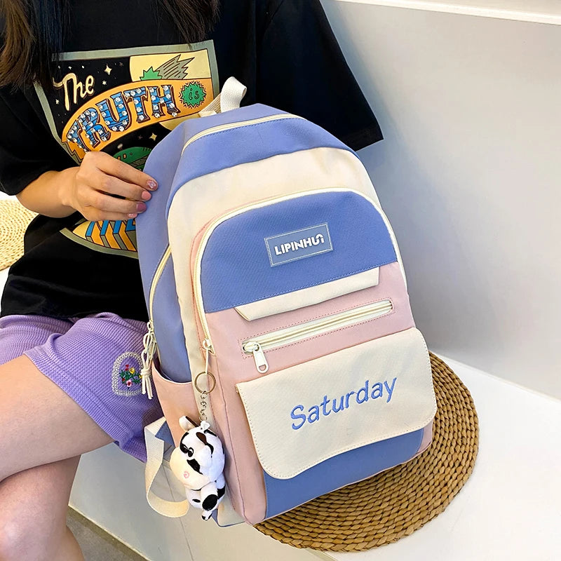Colorful Backpack for College Girls, Waterproof Student Rucksack