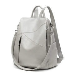 Women's Anti-Theft Leather Backpack Large Capacity Schoolbag