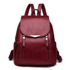 Large Capacity Soft Leather Lady Backpack