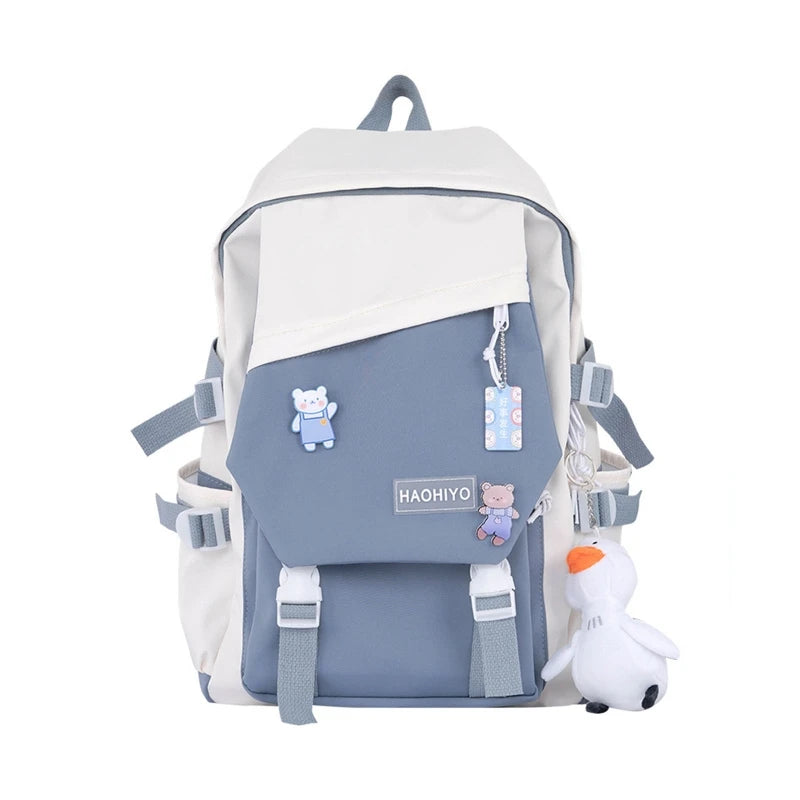 Girls Teens Backpack with Pendent Accessories Pins School Bag