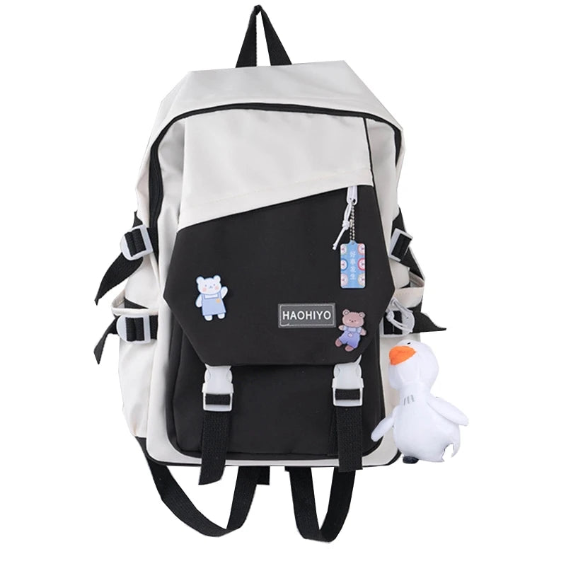 Girls Teens Backpack with Pendent Accessories Pins School Bag