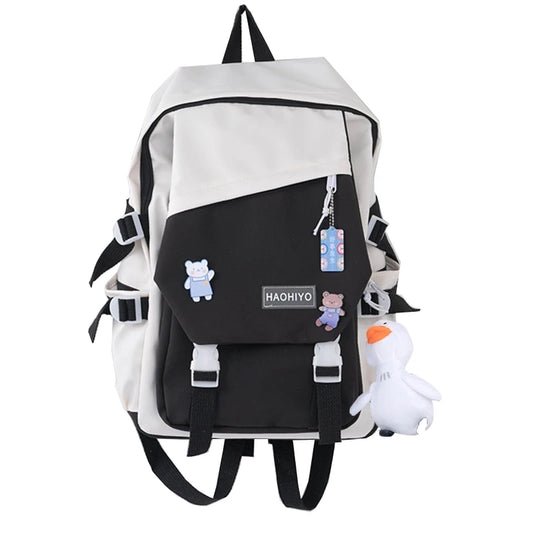 Girls Teens Backpack with Pendent Accessories Pins School Bag