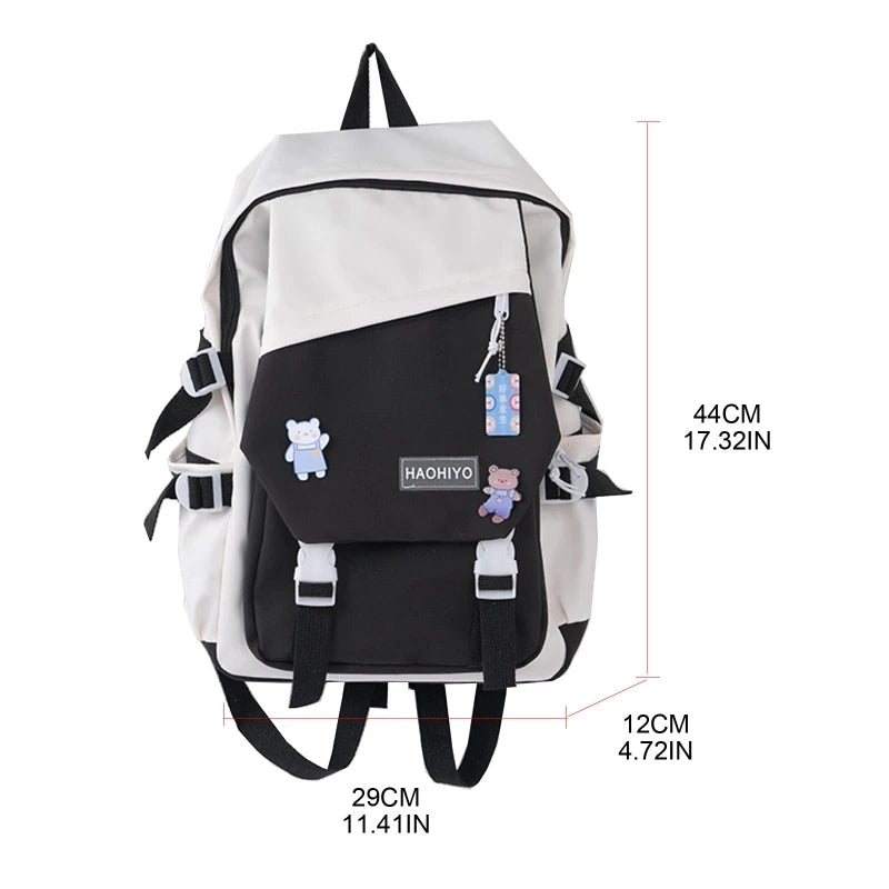 Girls Teens Backpack with Pendent Accessories Pins School Bag