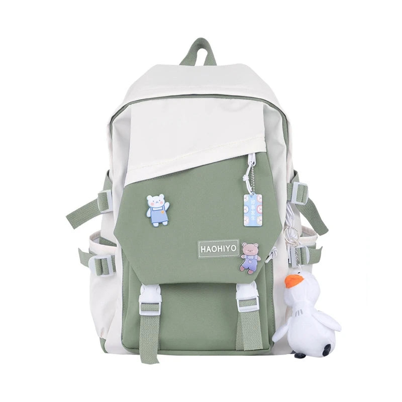 Girls Teens Backpack with Pendent Accessories Pins School Bag