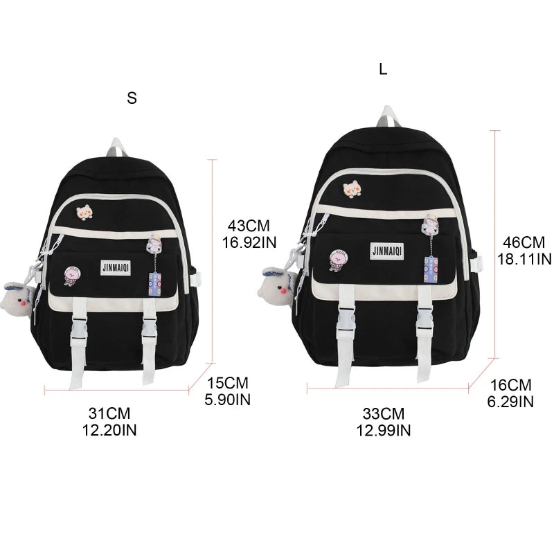 Large Capacity Travel Backpack with Pin Accessories Plush Pendant