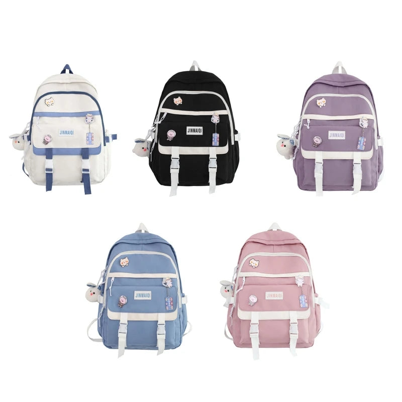 Large Capacity Travel Backpack with Pin Accessories Plush Pendant
