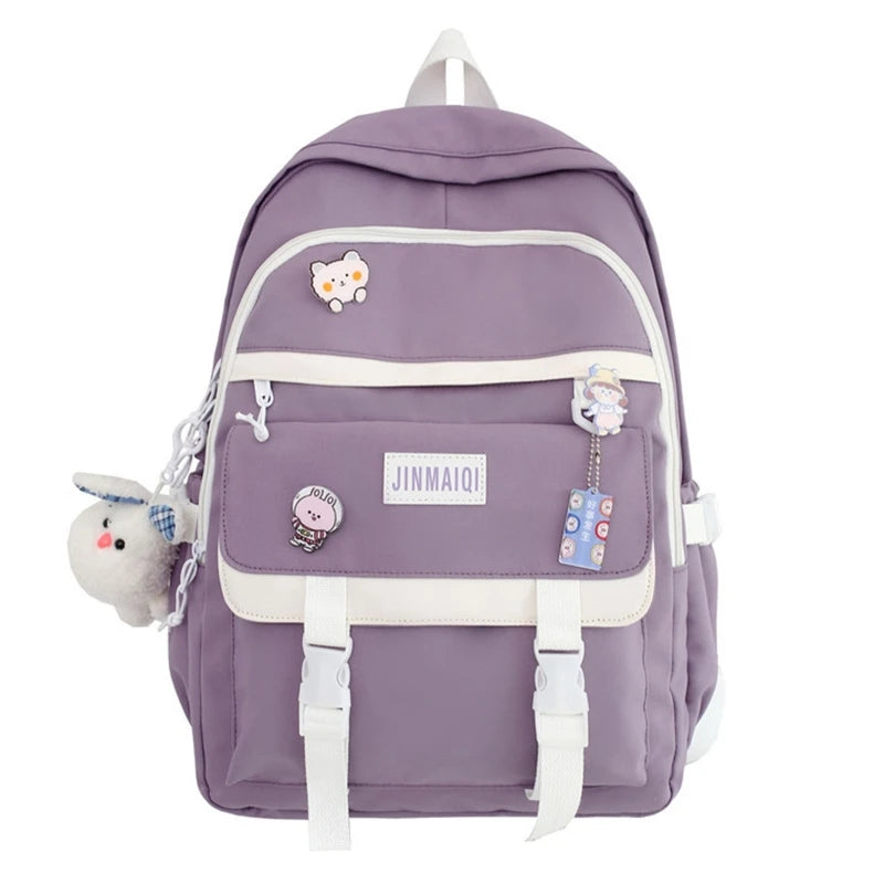 Large Capacity Travel Backpack with Pin Accessories Plush Pendant