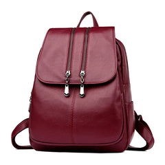 Soft Leather Women's Travel Backpack Large Capacity